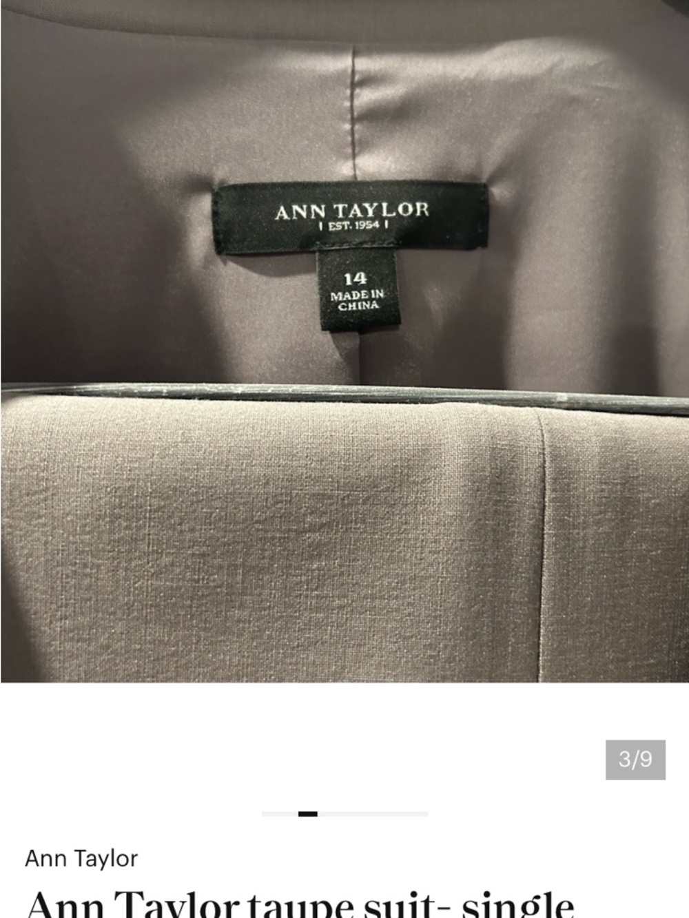 Ann Taylor Taupe Single-Button Suit Jacket and pants size 14 Taupe/gray - Picture 2 of 10